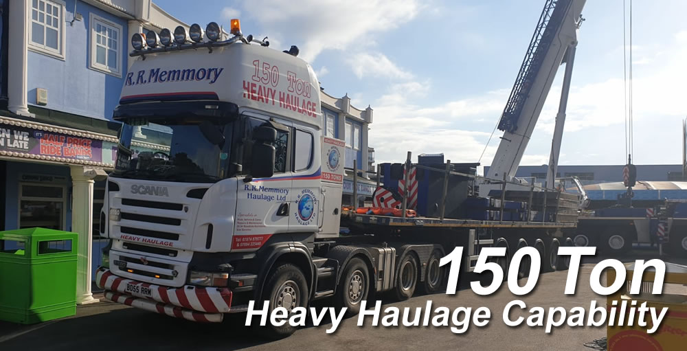 an image showing that we offer 150 ton heavy haulage capability